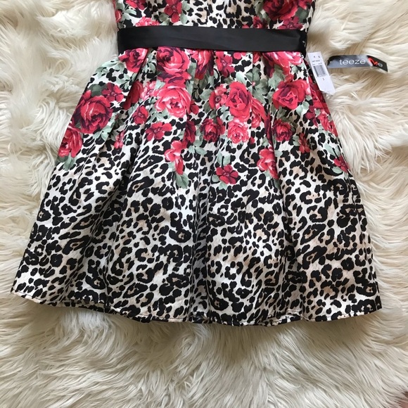NWT Teeze Me Leopard Mixed Print Mini Dress - Picture 3 of 7